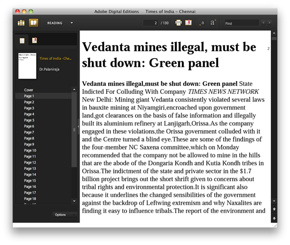 EPUB viewed in Adobe Digital Edition