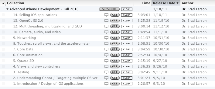 iTunesU course screenshot