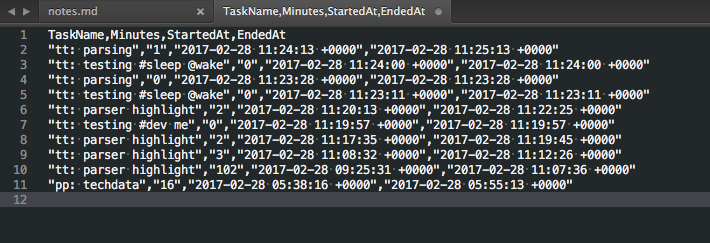 TimeTracker copy data as csv